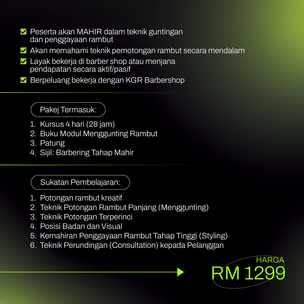 KGR Kelas Barbering Mahir