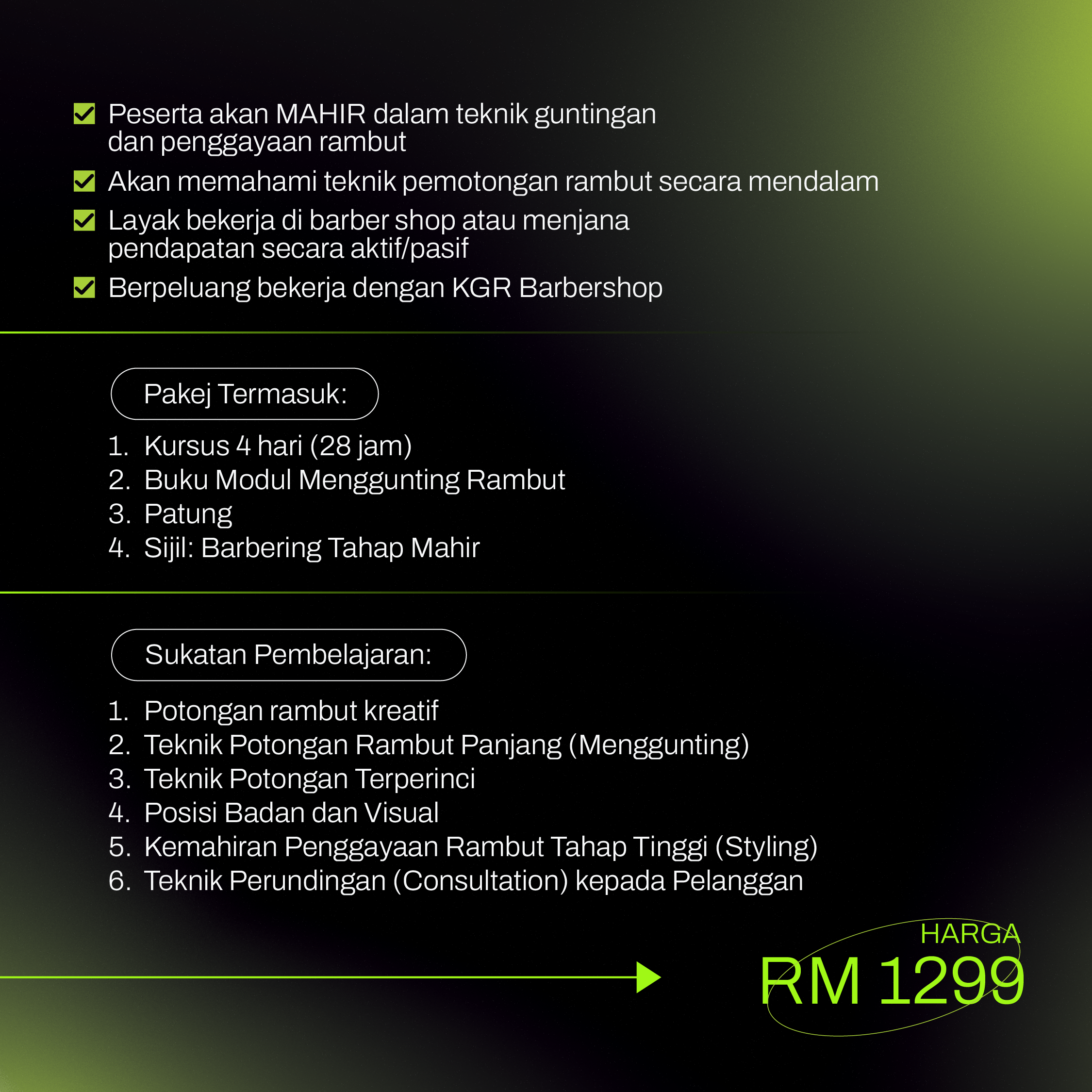 KGR Kelas Barbering Mahir