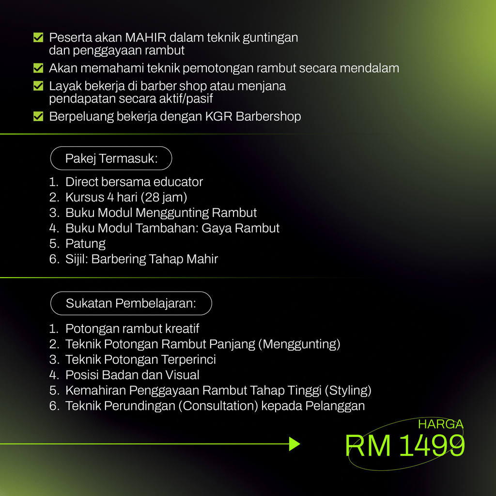 KGR Kelas Barbering Mahir (Individu)