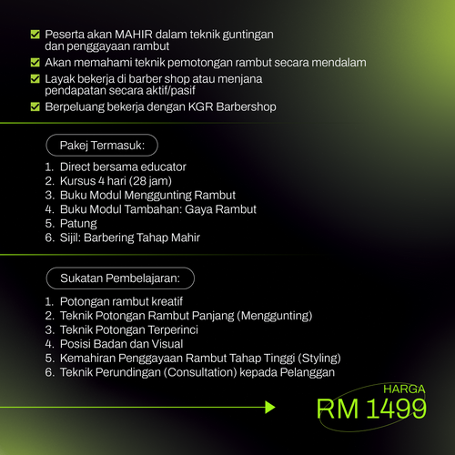 KGR Kelas Barbering Mahir (Individu)